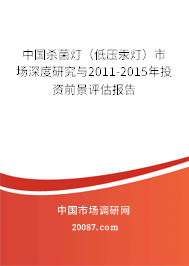 中国杀菌灯（低压汞灯）市场深度研究与2011-2015年投资前景评估报告