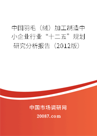 中国羽毛（绒）加工制造中小企业行业“十二五”规划研究分析报告（2012版）
