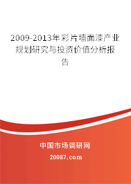 2009-2013年彩片墙面漆产业规划研究与投资价值分析报告