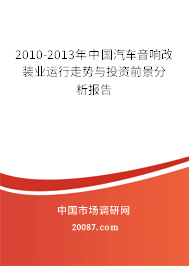 2010-2013年中国汽车音响改装业运行走势与投资前景分析报告