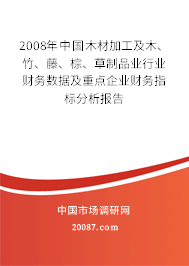 2008年中国木材加工及木、竹、藤、棕、草制品业行业财务数据及重点企业财务指标分析报告