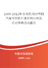 2009-2012年金融危机对中国汽车零部件行业影响分析及应对策略咨询报告