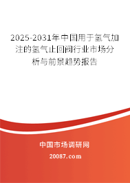 2025-2031年中国用于氢气加注的氢气止回阀行业市场分析与前景趋势报告 2025-2031年中国用于氢气加注的氢气止回阀行业市场分析与前景趋势报告