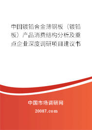中国镀铅合金薄钢板（镀铅板）产品消费结构分析及重点企业深度调研项目建议书