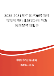 2025-2031年中国汽车转向柱控制模块行业研究分析与发展前景预测报告