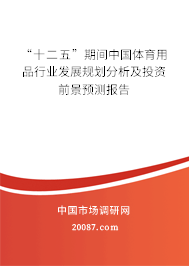 “十二五”期间中国体育用品行业发展规划分析及投资前景预测报告
