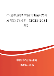 中国无线扬声器市场研究与发展趋势分析（2025-2031年）