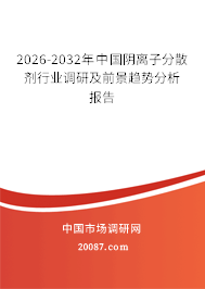 2026-2032年中国阴离子分散剂行业调研及前景趋势分析报告