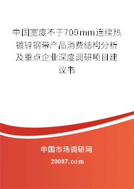 中国宽度不于700mm连续热镀锌钢带产品消费结构分析及重点企业深度调研项目建议书