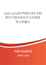 2026-2032年中国高效灰水阻垢剂市场调查研究与前景趋势分析报告 2026-2032年中国高效灰水阻垢剂市场调查研究与前景趋势分析报告
