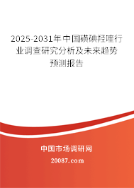2025-2031年中国磺碘羟喹行业调查研究分析及未来趋势预测报告 2025-2031年中国磺碘羟喹行业调查研究分析及未来趋势预测报告