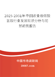 2025-2031年中国农业级碳酸氢铵行业发展现状分析与前景趋势报告 2025-2031年中国农业级碳酸氢铵行业发展现状分析与前景趋势报告
