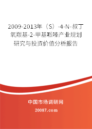 2009-2013年(S)-4-N-叔丁氧羰基-2-甲基哌嗪产业规划研究与投资价值分析报告 2009-2013年(S)-4-N-叔丁氧羰基-2-甲基哌嗪产业规划研究与投资价值分析报告