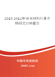 2010-2012年纳米材料行业市场研究分析报告 2010-2012年纳米材料行业市场研究分析报告