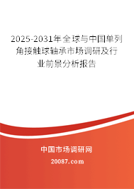 2025-2031年全球与中国单列角接触球轴承市场调研及行业前景分析报告 2025-2031年全球与中国单列角接触球轴承市场调研及行业前景分析报告