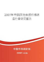 2007年中国其他合成纤维制造行业研究报告 2007年中国其他合成纤维制造行业研究报告
