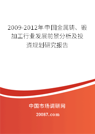 2009-2012年中国金属铸、锻加工行业发展前景分析及投资规划研究报告