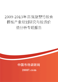 2009-2013年高强复塑竹胶合模板产业规划研究与投资价值分析专题报告