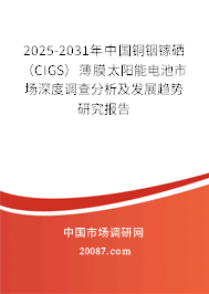 2025-2031年中国铜铟镓硒（CIGS）薄膜太阳能电池市场深度调查分析及发展趋势研究报告
