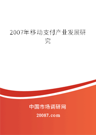 2007年移动支付产业发展研究