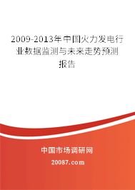 2009-2013年中国火力发电行业数据监测与未来走势预测报告 2009-2013年中国火力发电行业数据监测与未来走势预测报告