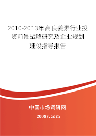 2010-2013年高良姜素行业投资前景战略研究及企业规划建设指导报告