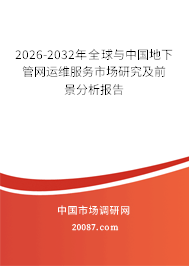 2026-2032年全球与中国地下管网运维服务市场研究及前景分析报告