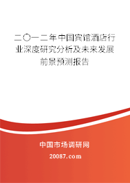 二〇一二年中国宾馆酒店行业深度研究分析及未来发展前景预测报告