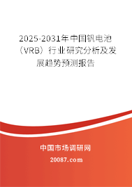 2025-2031年中国钒电池(VRB)行业研究分析及发展趋势预测报告 2025-2031年中国钒电池(VRB)行业研究分析及发展趋势预测报告