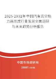 2025-2031年中国汽车真空助力器总成行业发展全面调研与未来趋势分析报告
