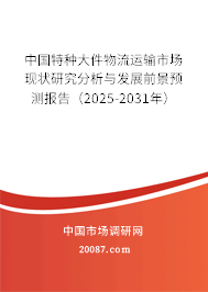 中国特种大件物流运输市场现状研究分析与发展前景预测报告（2025-2031年）