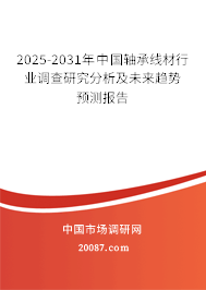 2025-2031年中国轴承线材行业调查研究分析及未来趋势预测报告