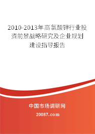 2010-2013年高氯酸钾行业投资前景战略研究及企业规划建设指导报告