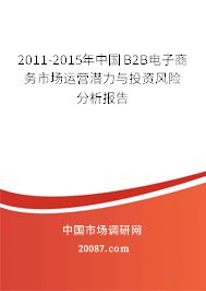 2011-2015年中国B2B电子商务市场运营潜力与投资风险分析报告
