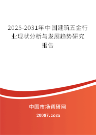 2025-2031年中国建筑五金行业现状分析与发展趋势研究报告