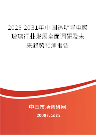 2025-2031年中国透明导电膜玻璃行业发展全面调研及未来趋势预测报告 2025-2031年中国透明导电膜玻璃行业发展全面调研及未来趋势预测报告