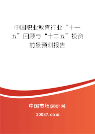 中国职业教育行业“十一五”回顾与“十二五”投资前景预测报告