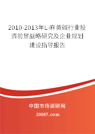 2010-2013年L-麻黄碱行业投资前景战略研究及企业规划建设指导报告