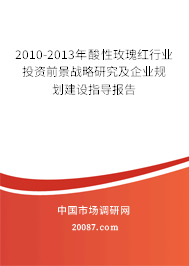 2010-2013年酸性玫瑰红行业投资前景战略研究及企业规划建设指导报告