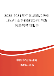 2025-2031年中国城市垃圾处理业行业专题研究分析与发展趋势预测报告 2025-2031年中国城市垃圾处理业行业专题研究分析与发展趋势预测报告