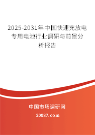 2025-2031年中国快速充放电专用电池行业调研与前景分析报告 2025-2031年中国快速充放电专用电池行业调研与前景分析报告