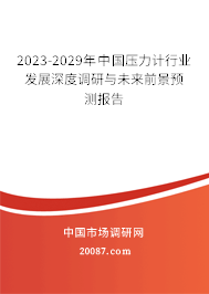 2023-2029年中国压力计行业发展深度调研与未来前景预测报告 2023-2029年中国压力计行业发展深度调研与未来前景预测报告
