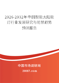 2026-2032年中国智能太阳能灯行业发展研究与前景趋势预测报告 2026-2032年中国智能太阳能灯行业发展研究与前景趋势预测报告