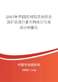 2007年中国石棉及其他非金属矿采选行业市场统计与发展分析报告 2007年中国石棉及其他非金属矿采选行业市场统计与发展分析报告
