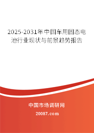 2025-2031年中国车用固态电池行业现状与前景趋势报告