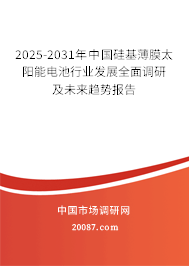 2025-2031年中国硅基薄膜太阳能电池行业发展全面调研及未来趋势报告