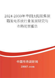 2024-2030年中国太阳能集装箱发电系统行业发展研究与市场前景报告
