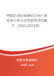 中国交通运输业信息化行业发展分析与前景趋势预测报告（2025-2031年）