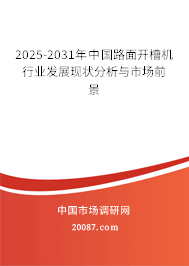 2025-2031年中国路面开槽机行业发展现状分析与市场前景 2025-2031年中国路面开槽机行业发展现状分析与市场前景
