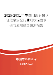 2025-2031年中国网络身份认证信息安全行业现状深度调研与发展趋势预测报告